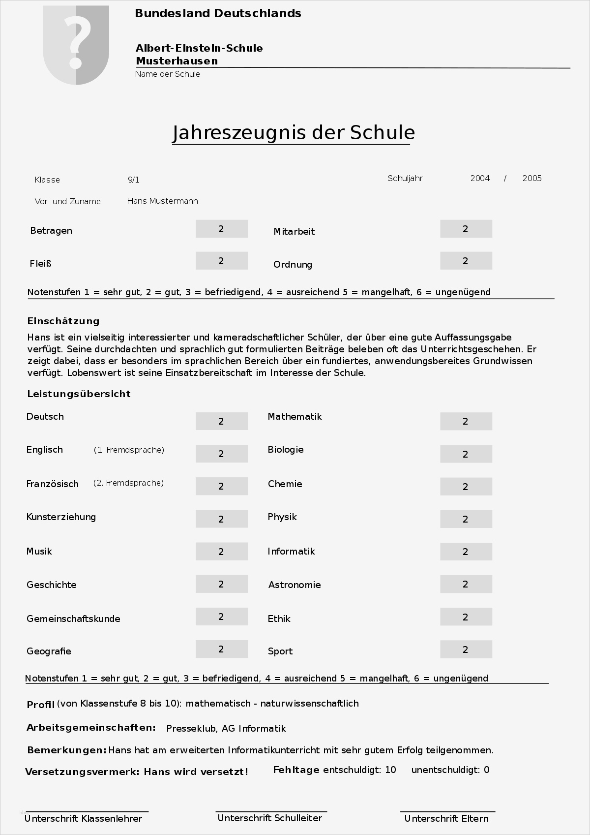 Zeugnis Vorlage Luxus Schulzeugnis – - Vorlage Ideen