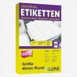 12 Etiketten Pro Blatt Vorlage Wunderbar Weisse Etiketten 40mm Rund 4x6 Aufkleber Pro Blatt Von Luma