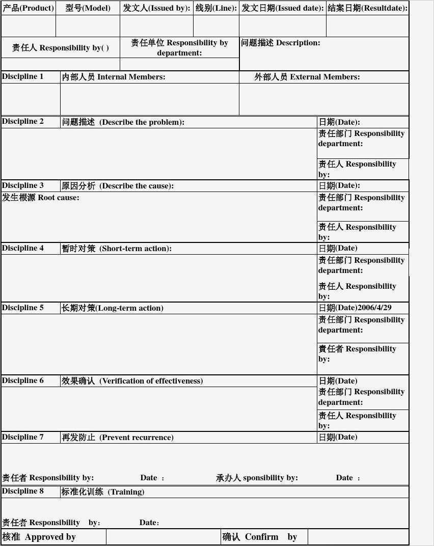 Report Templates Corrective Action Report Template 8d