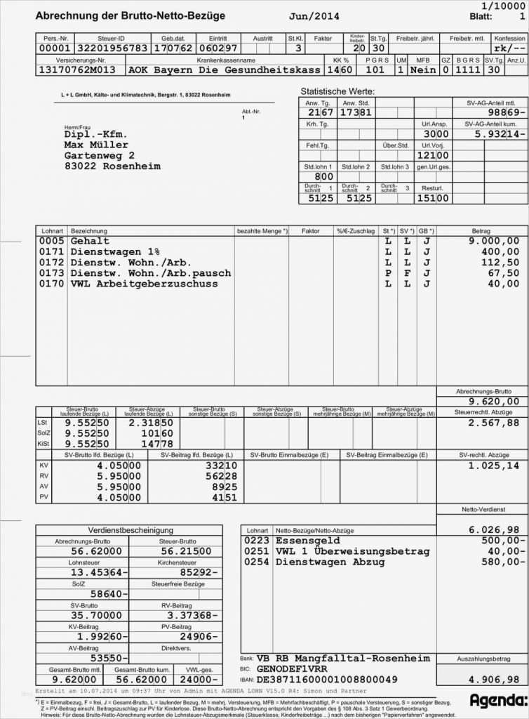Abrechnung Brutto Netto Bezüge Vorlage Schönste Vwl 1 ...