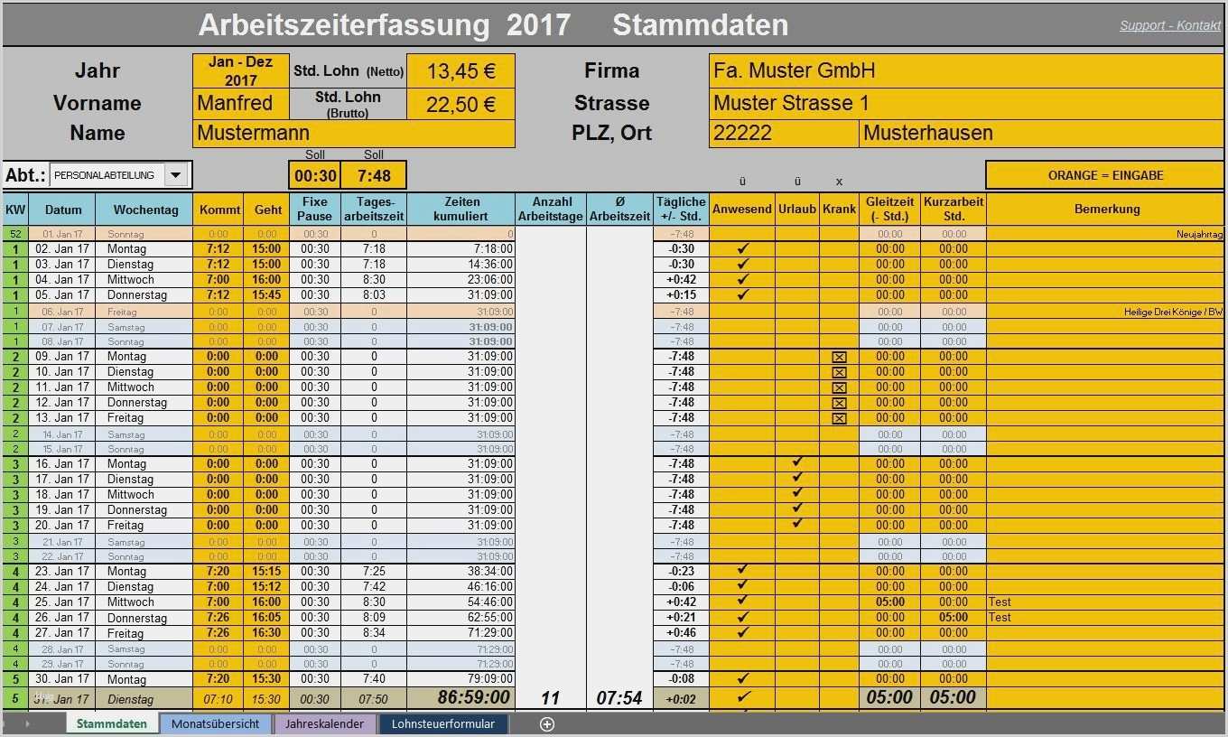 Arbeitszeit Berechnen Excel Vorlage Einzigartig 20 ...