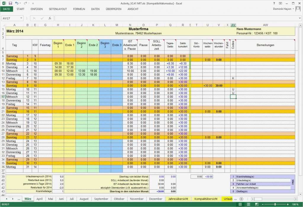 Arbeitszeit Berechnen Excel Vorlage Erstaunlich ...