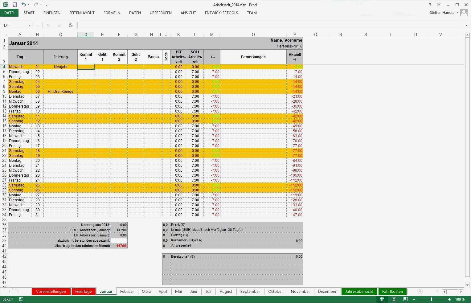 Arbeitszeit Berechnen Excel Vorlage Fabelhaft Excel ...