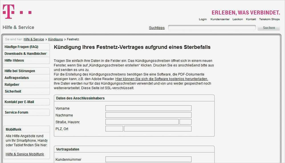 Sonderkündigungsrecht Telekom Vorlage – Free Vorlagen