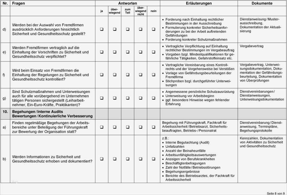 Begehungsprotokoll Arbeitssicherheit Vorlage Süß Nr Fragen Antworten