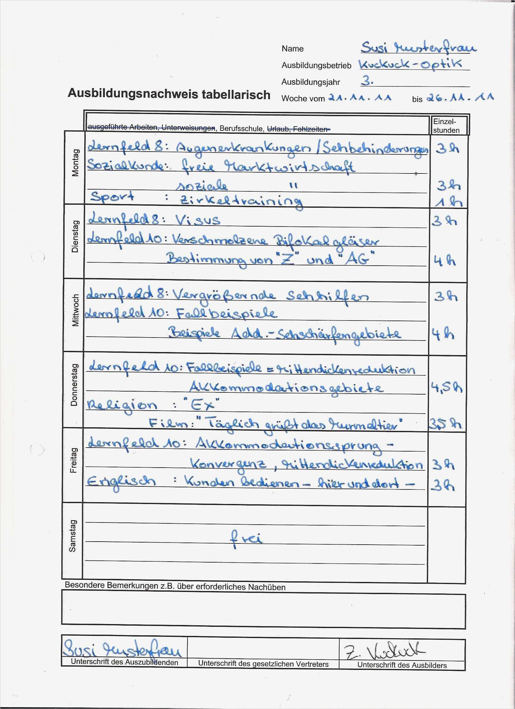 Ausbildung Berichtsheft Muster