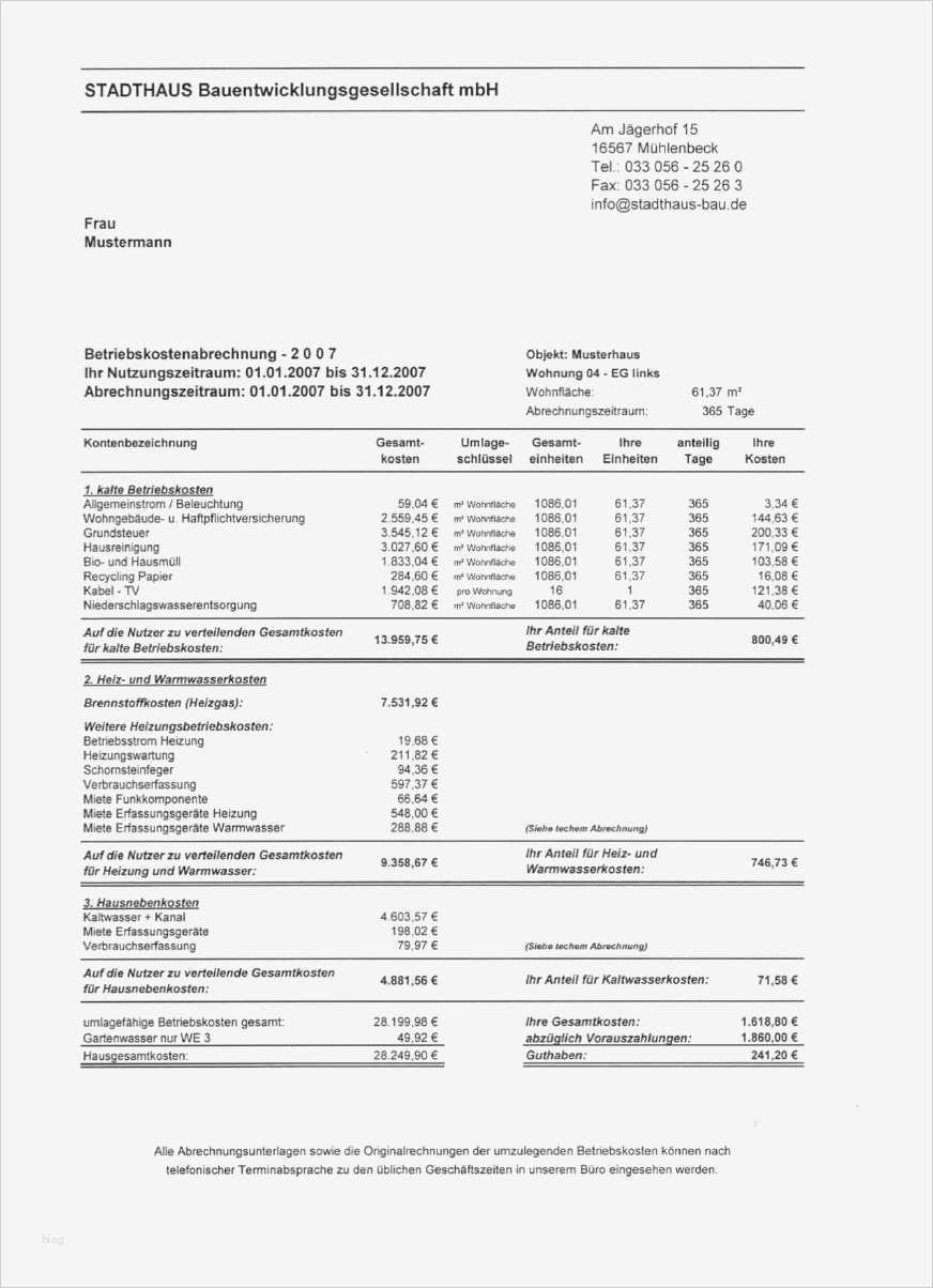 Betriebskostenabrechnung Vorlage Excel Kostenlos Süß Nebenkostenabrechnung Für Mieter Erstellen 