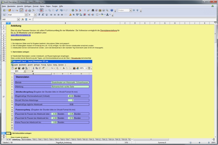 Excel Dienstplan Download