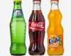 Coca Cola Etikett Vorlage Süß Coca Cola Fanta Ve Sprite Cam şişeler — Stok Editoryel