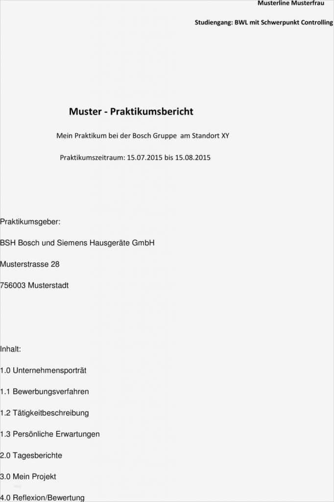 Deckblatt Vorlage Praktikumsbericht Erstaunlich Muster Praktikumsbericht Pdf