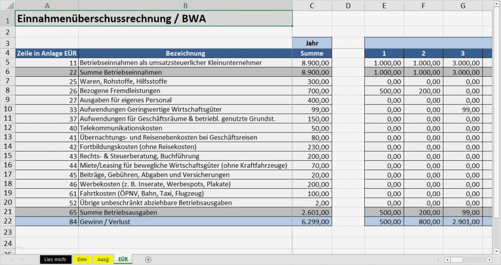 Einnahmen Ausgaben Kleinunternehmer Vorlage Hübsch EÜr Light Kostenlose Vorlage Für Kleinunternehmer