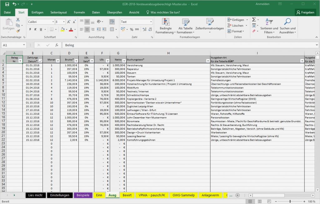 Ernährungstagebuch Vorlage Excel Fabelhaft Excel Vorlage Einnahmenüberschussrechnung EÜr Pierre