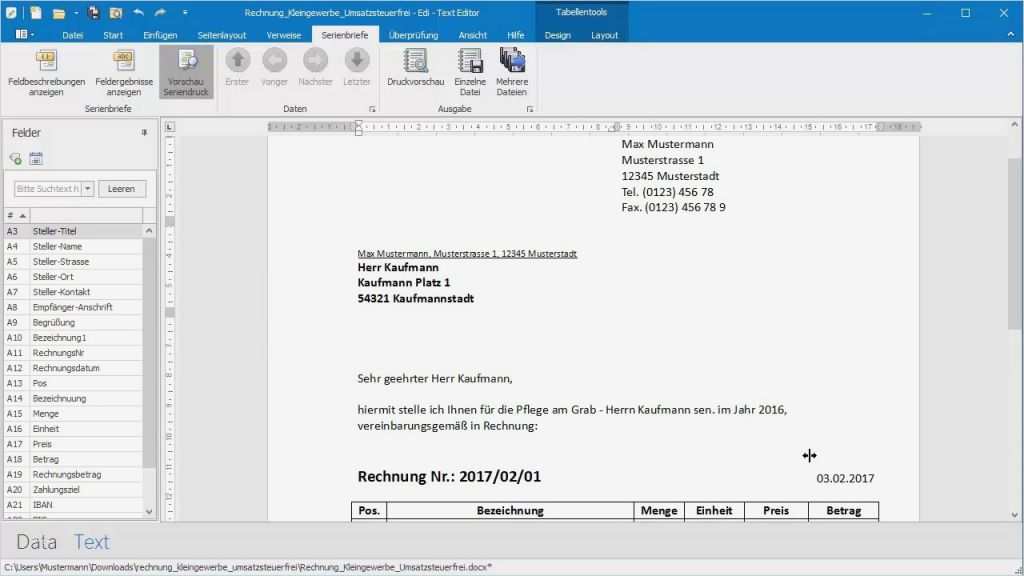 Excel 2013 Vorlage Erstellen Genial Rechnung Kleingewerbe Anhand Von Word Und Excel Vorlage