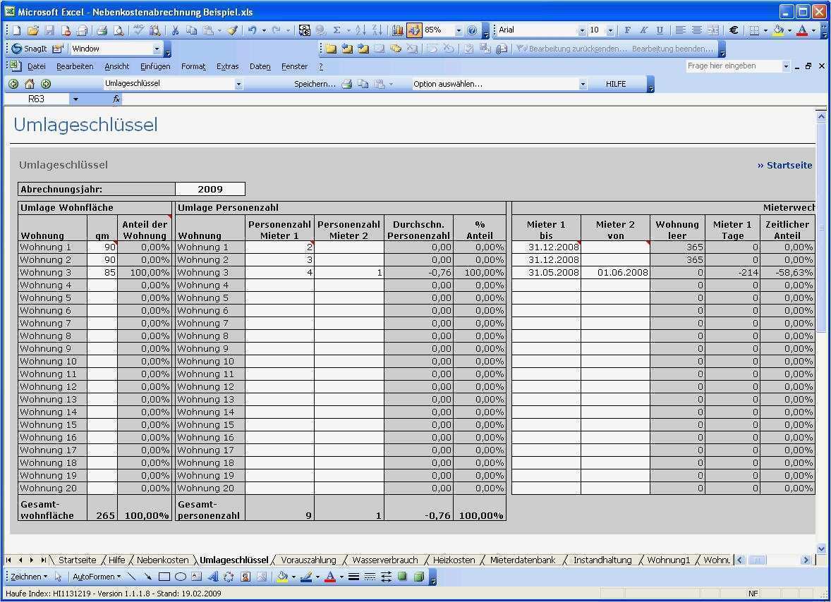 Nebenkostenabrechnung mit Excel Vorlage zum Download