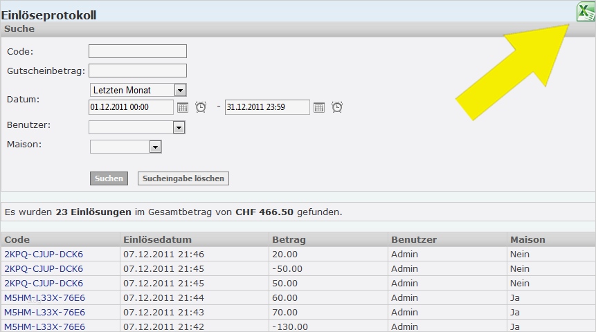 Einlöseprotokoll ins Excel exportieren – E GUMA Blog