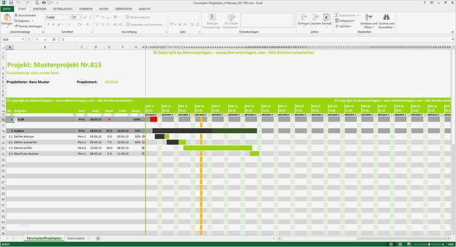 Projektplan Excel