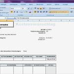 Excel Vorlage Angebot Einzigartig Kostenvoranschlag