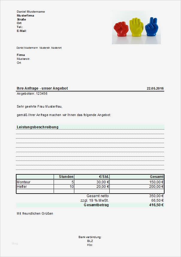 Excel Kostenlose Angebotsvorlagen fice Lernen