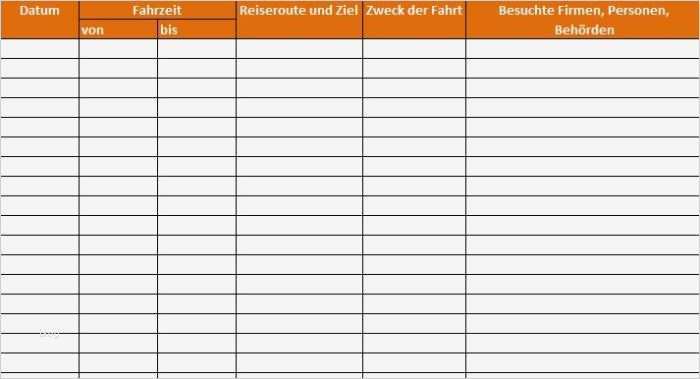 Fahrtenbuch Excel Vorlage