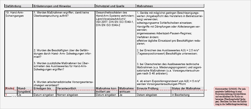 Vorlage zum Download Gefährdungsbeurteilung