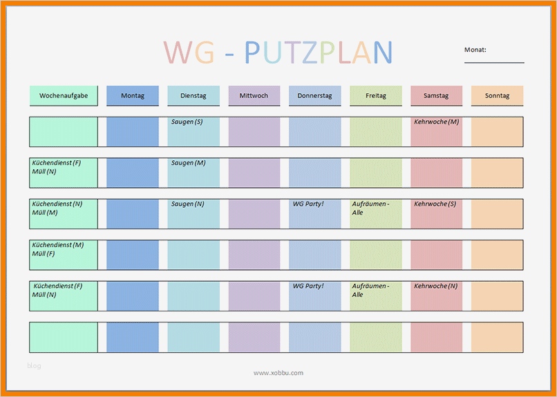 15 vorlage putzplan excel