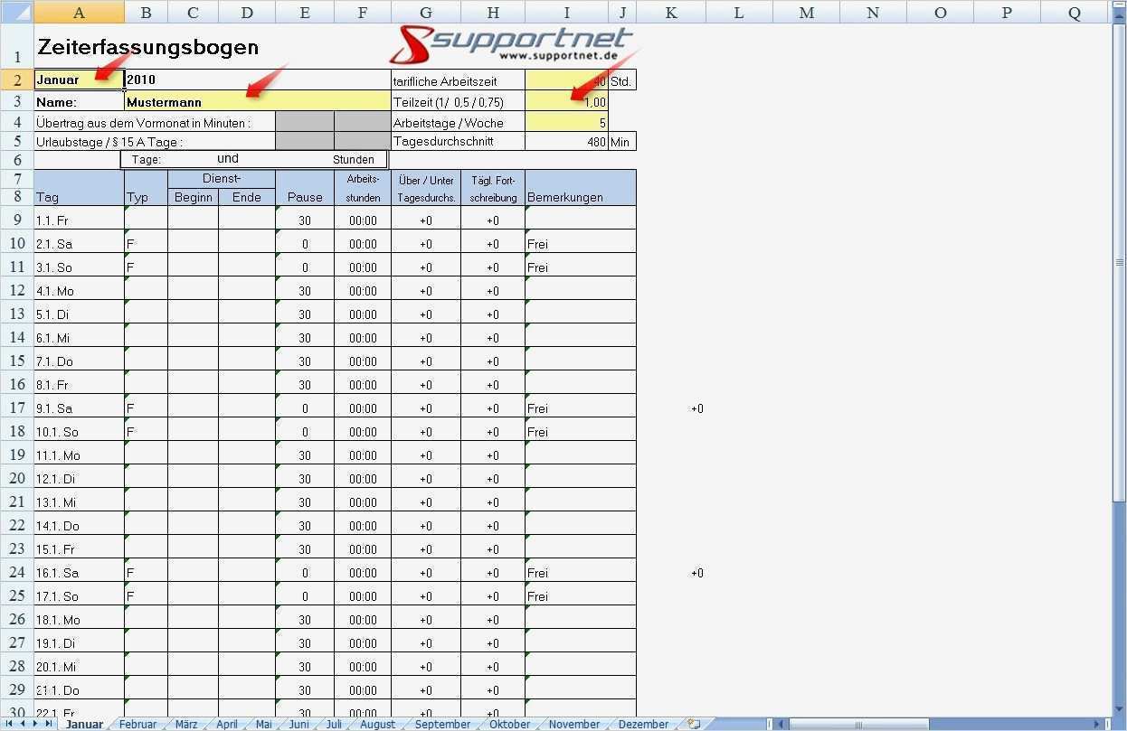 Stundenzettel Excel Vorlage Kostenlos 2016 Student Loan