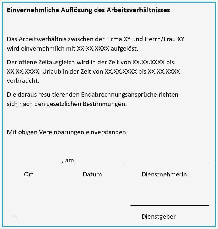 Kündigung Dienstleistungsvertrag Vorlage Genial Einvernehmliche Kündigung Vorschriften Ansprüche Vorlage