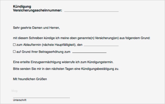 Vorlage Kündigung Versicherung k ndigung versicherung