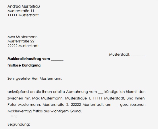 Kündigung O2 Vorlage Word Erstaunlich Kündigung Makleralleinauftrag Hier Vorlage Als Download
