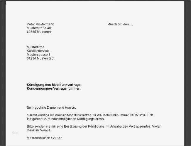 Kündigung Handyvertrag Vorlage Download