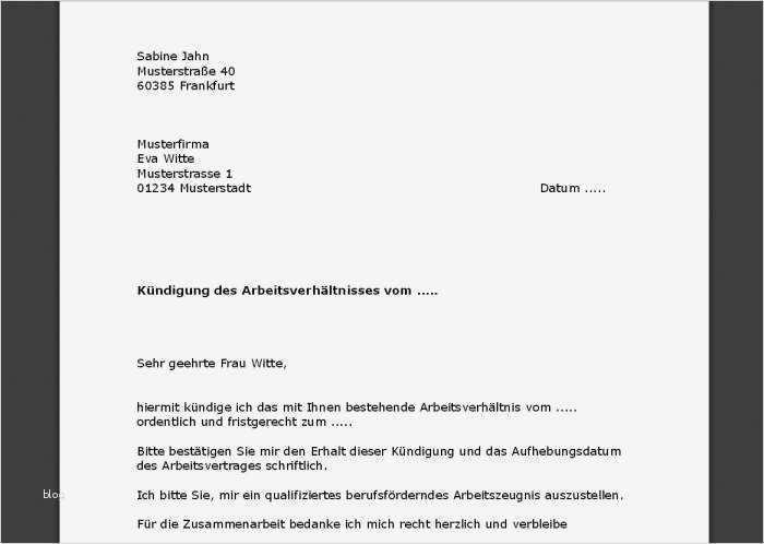 Kündigungsschreiben Arbeitnehmer Vorlage Download