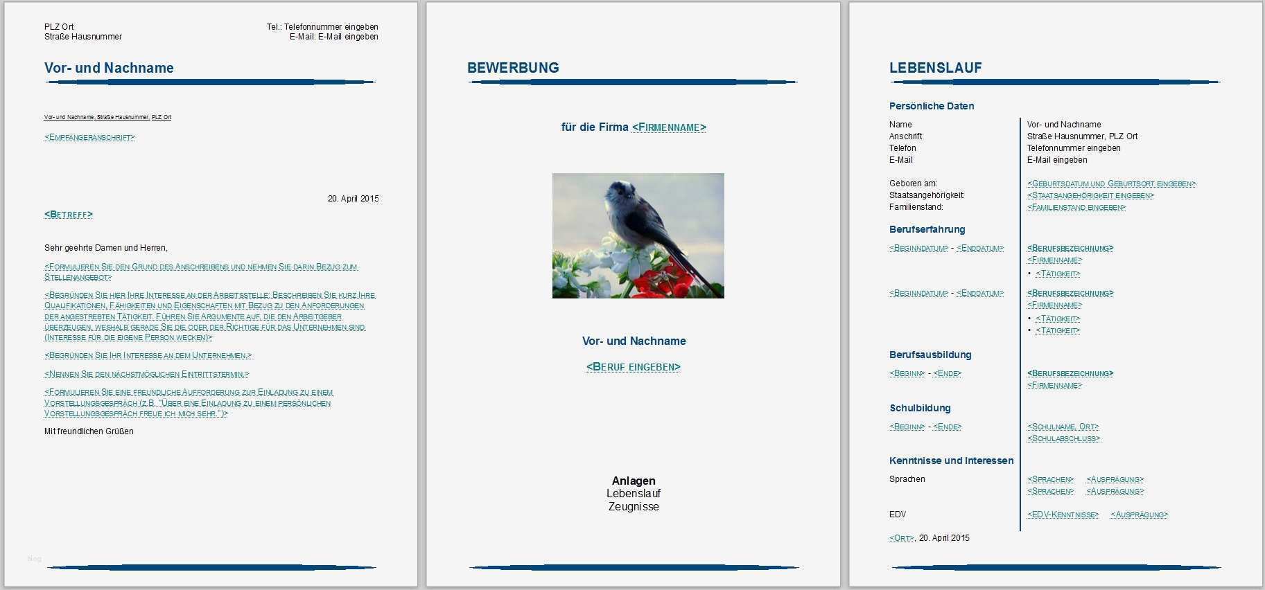 Bewerbungsvorlagen für Libreoffice