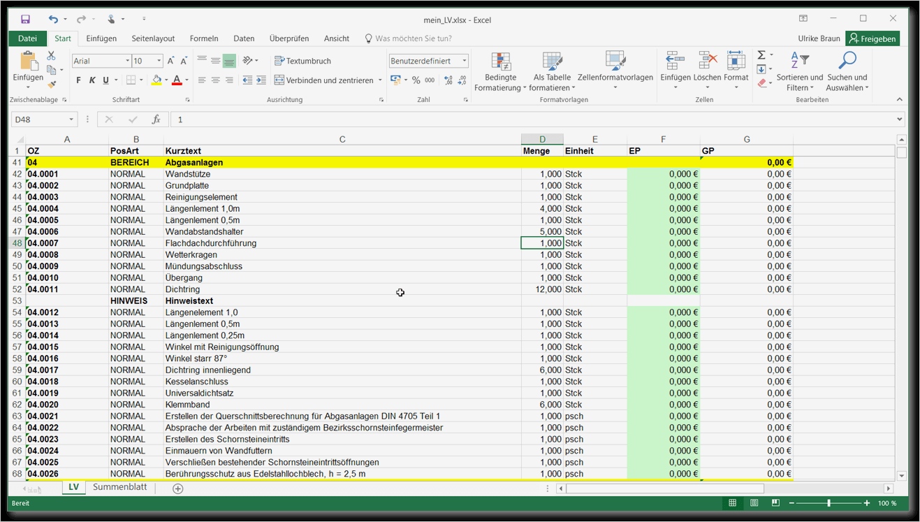 GAEB Ausschreibungen Export GAEB in Excel