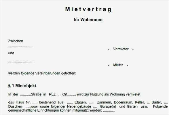 Word Vorlage Mietvertrag Wohnung Download