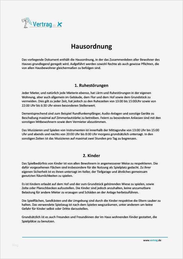 Hausordnung › Mietvertrag Muster