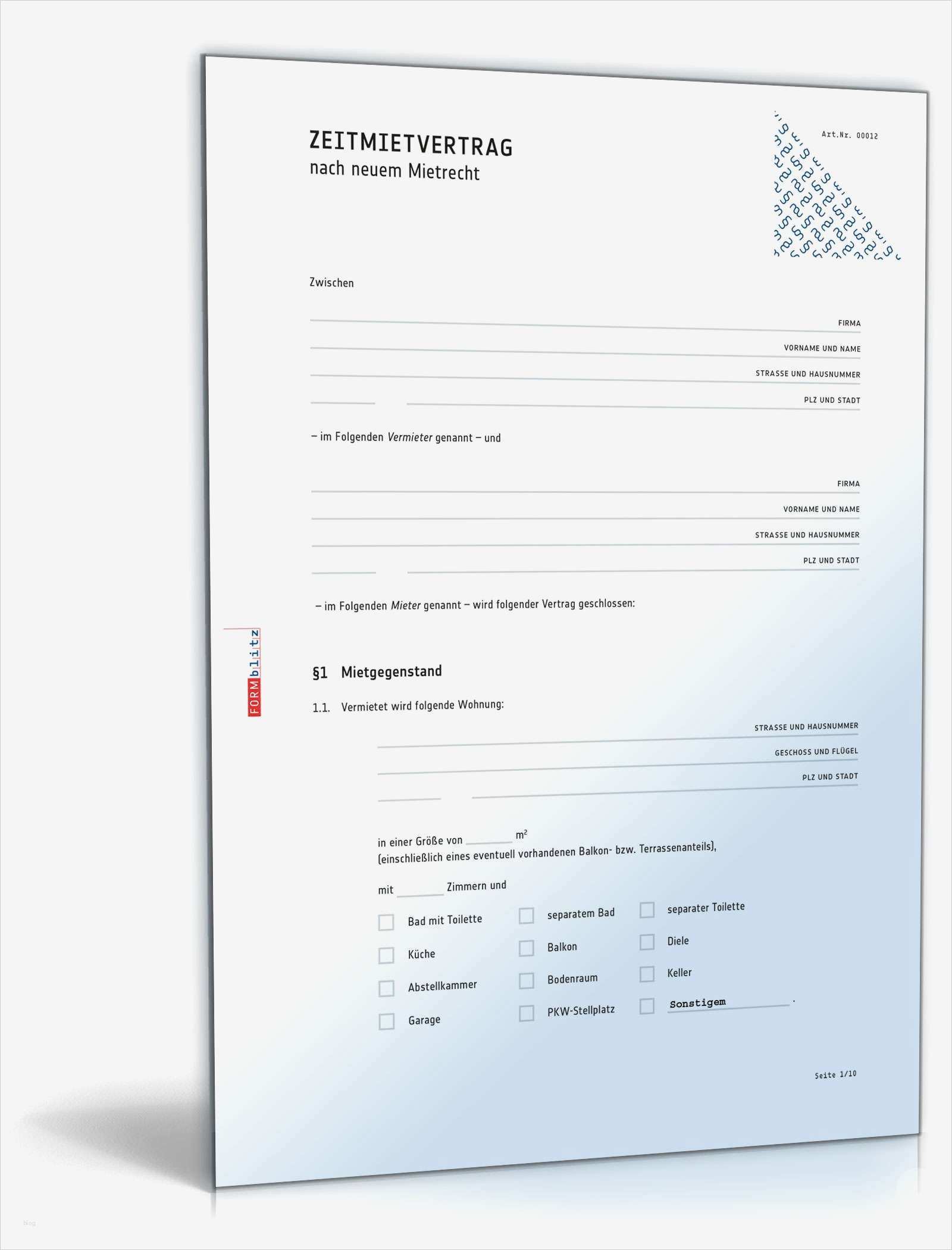 Rechtssicherer Zeitmietvertrag Muster zum Download