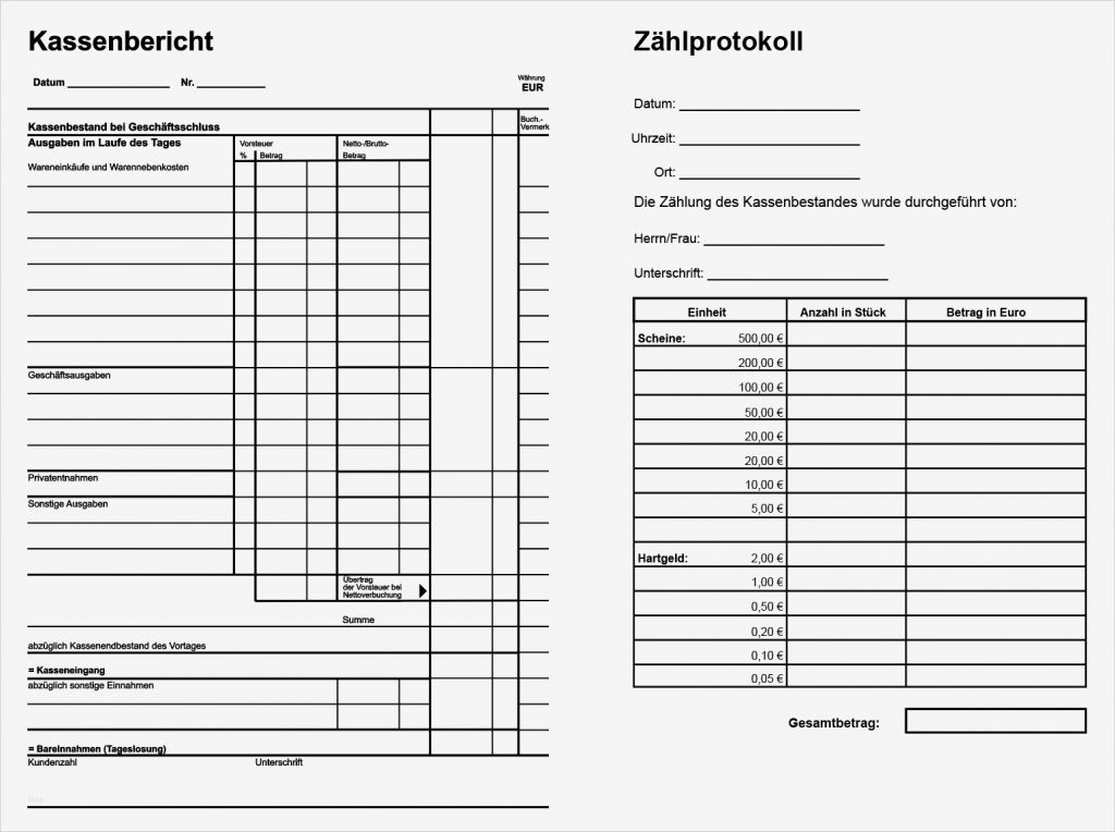 Minijob Abrechnung Vorlage 2017 Fabelhaft Muster Kassenbericht Zählprotokoll Pdf Vorlage