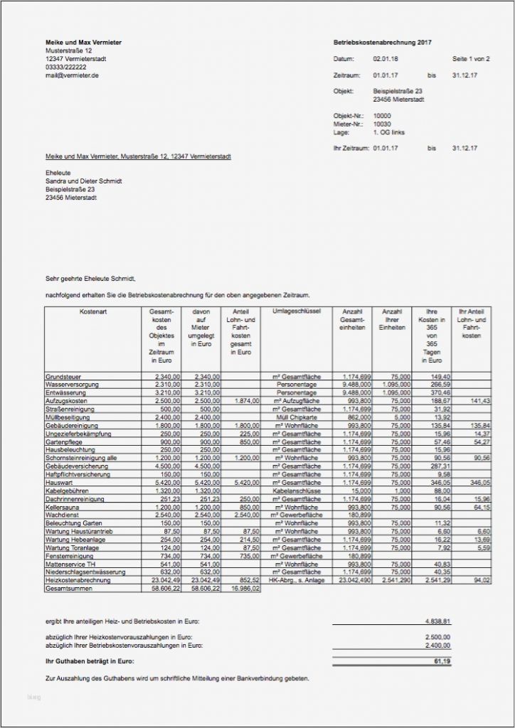 Nebenkostenabrechnung Mieter Vorlage Erstaunlich Vorlage Für Nebenkostenabrechnung Excel Nebenkosten