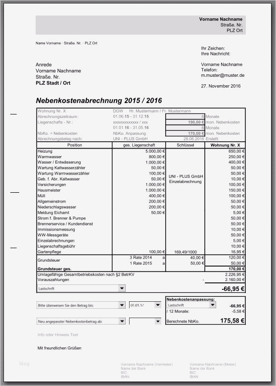 Nebenkostenabrechnung Eigentumswohnung Excel Vorlagen Shop