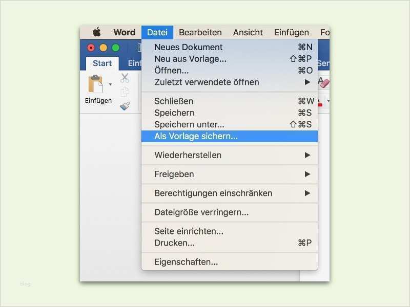 Word Dokumente als Vorlage speichern