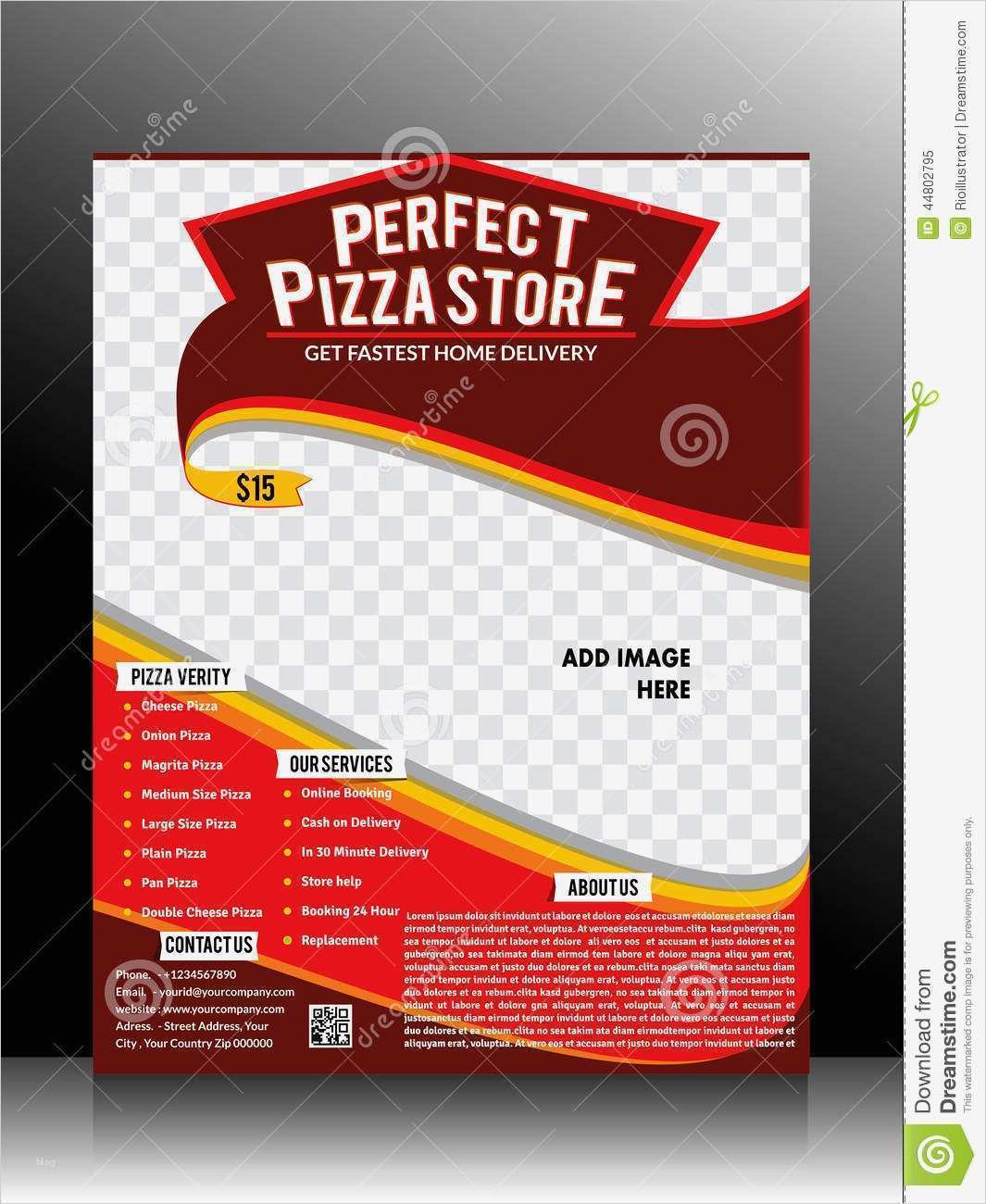 Perfect Pizza Store Flyer Template Stock Vector