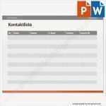 Projektstrukturplan Vorlage Word Download Wunderbar Vorlage Kontaktliste