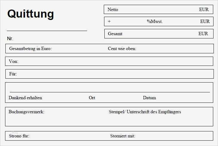 Quittungsvorlage & Quittungsvordruck zum Quittung schreiben