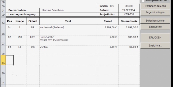 Excel Vorlage Angebot Rechnung Rechnungen Mit Excel