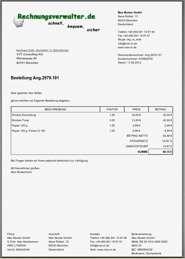 Rechnung Per Email Versenden Vorlage Best Of Mit Rechnungsverwalter Erzeugte Dokumente