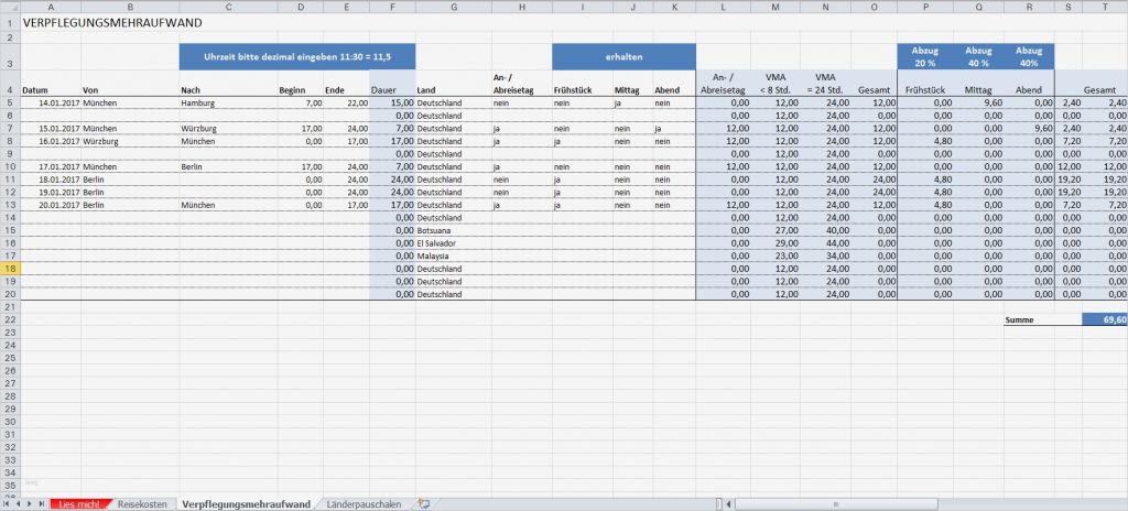 Reisekostenabrechnung Excel Vorlage Bewundernswert Vorlage Reisekostenabrechnung