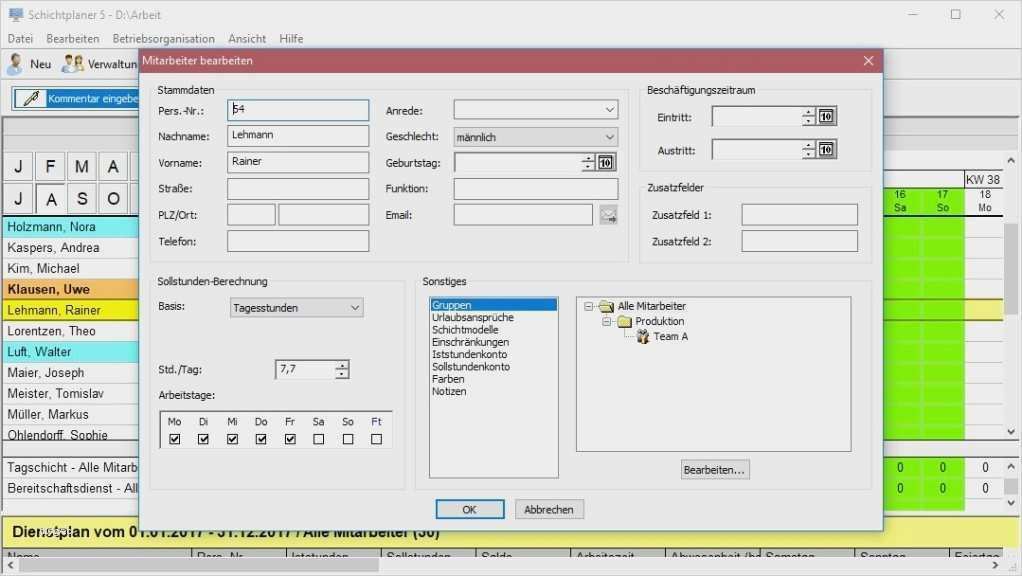 15 schichtplan excel