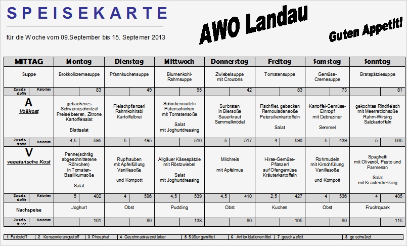 Erfreut Speiseplan Vorlage Fotos Beispiel Anschreiben