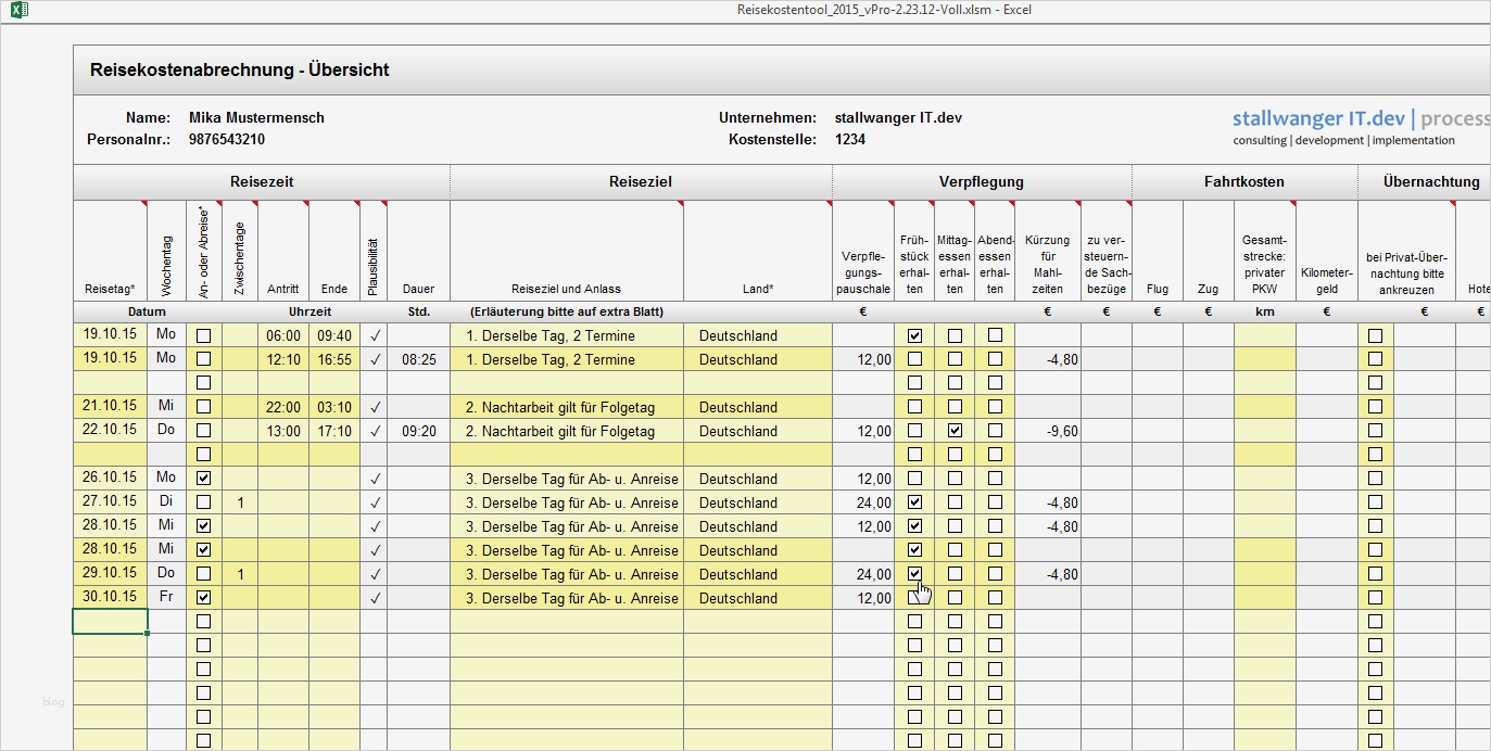 Niedlich Excel Reisekosten Vorlage Bilder Entry Level