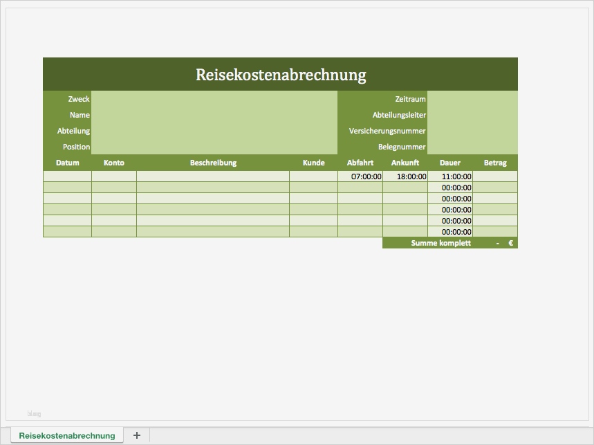 Spesenabrechnung Vorlage Excel Kostenlos Cool ...